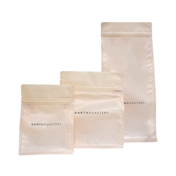شعار مخصص مطبوعة Ldpe حقيبة قهوة بلاستيكية مسطحة مع صمام